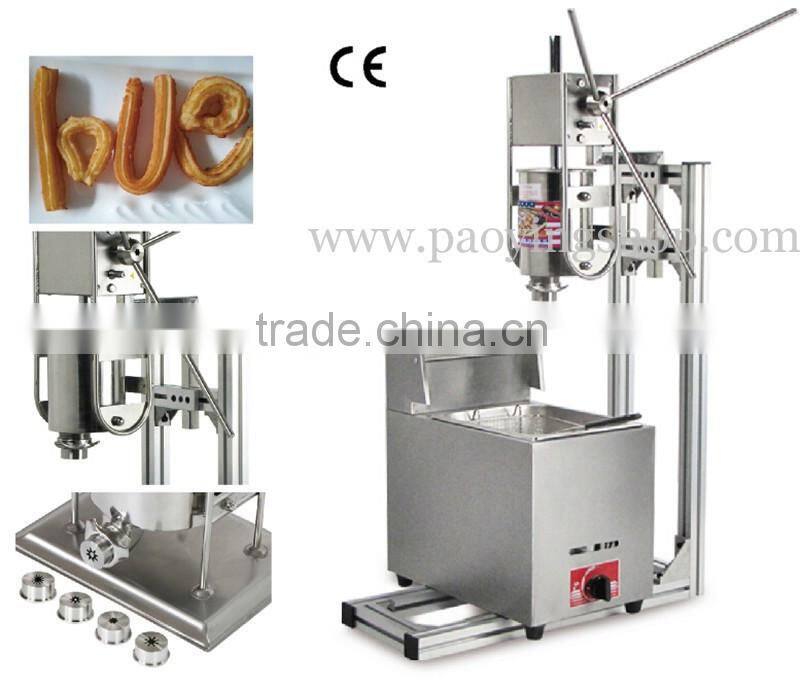 (4 in 1) Commercial Spanish Manual 3L Churros Machine + Working Stand + 6L LPG Gas Deep Fryer + 1L Filling Machine