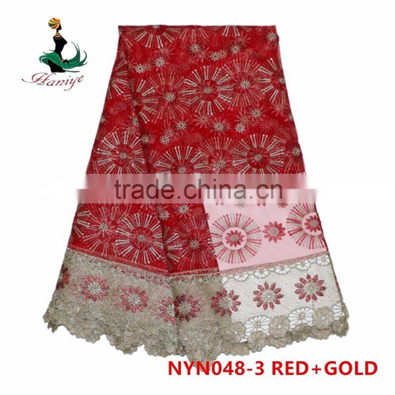 2016 Haniye african Latest embroidery french lace fabric nigeria French net lace fabric for dresses/NYN48