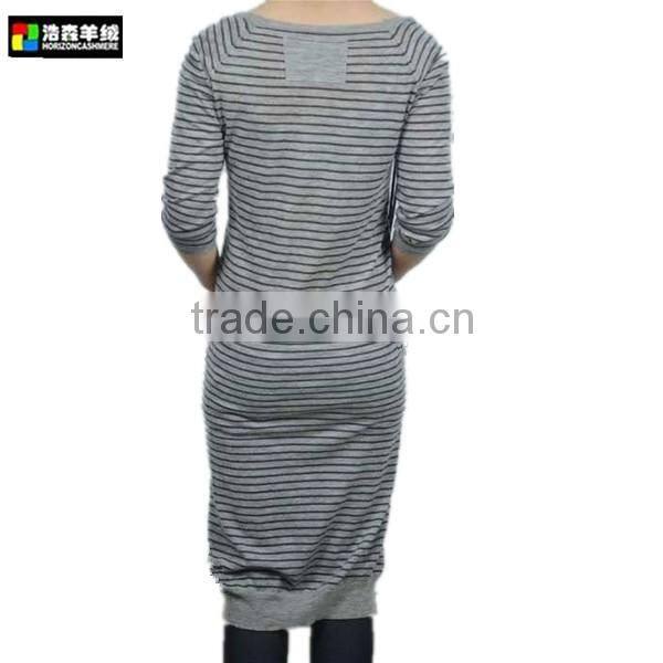 Women Striated Cashmere Dress, Women Cashmere Over Length Dress