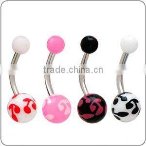 Beautiful print flower UV belly ring body piercing jewelry