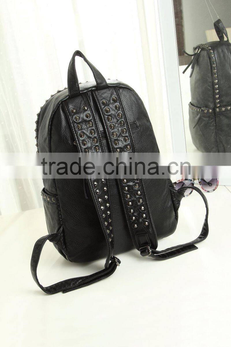 2016 Most popular wicker zipper waterproof backpack and Rivets shoulder bag