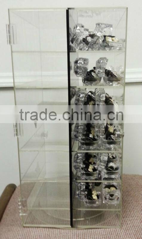 New design revolving double sided Acrylic Locking Display case for Counters