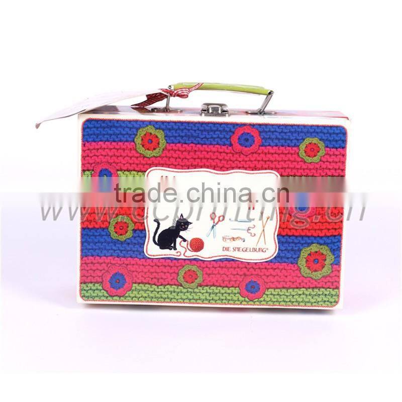 Custom luxury cardboard small packaging paper suitcase gift boxes with handle