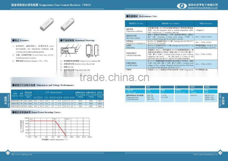 Temperature Fuse Cement resistor