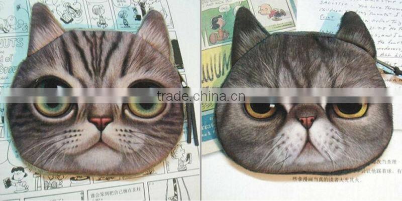 Very Cute Hot New Cat Face Coin Purse Zipper Pouch Money Coin Card Wallet Purse Case Makeup Bag Small