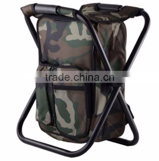 Portable Folding High-Intensity Steel Weight Supported Backpack Stool Chairs With Insulated Cooler bag