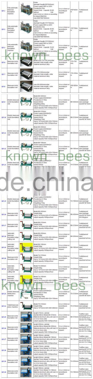 Electric beeswax foundation sheet machine roller for sale with size customized