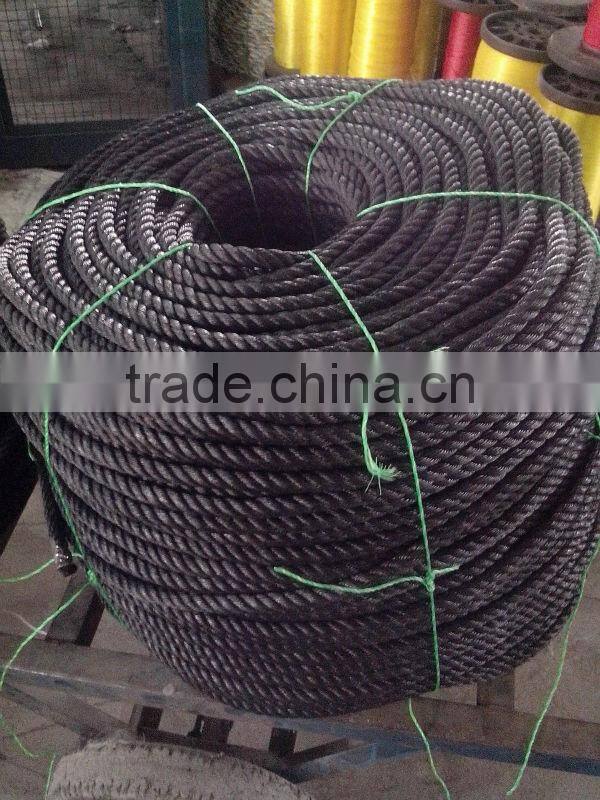 pe 3 or 4 strands twist rope black color