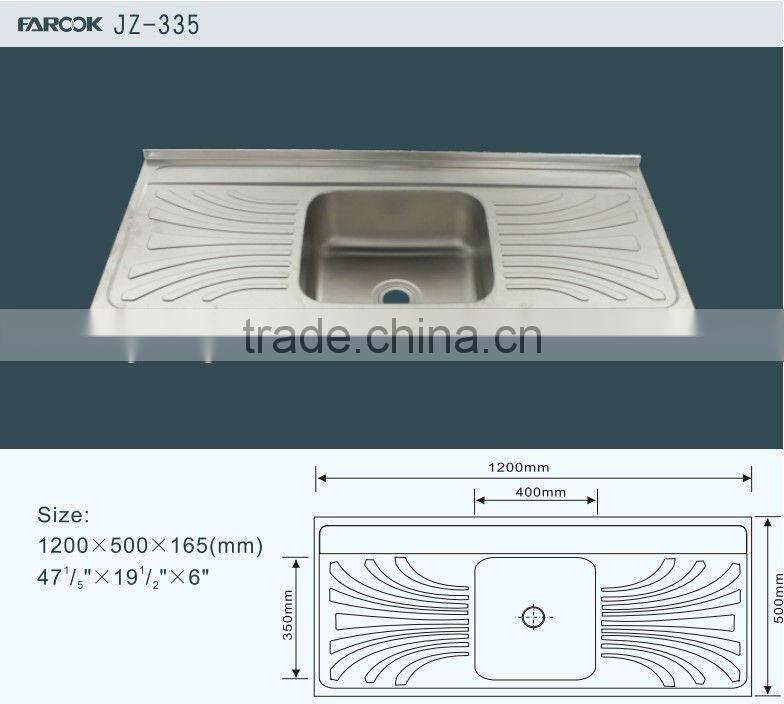 single bowl double tray stainless steel table sink