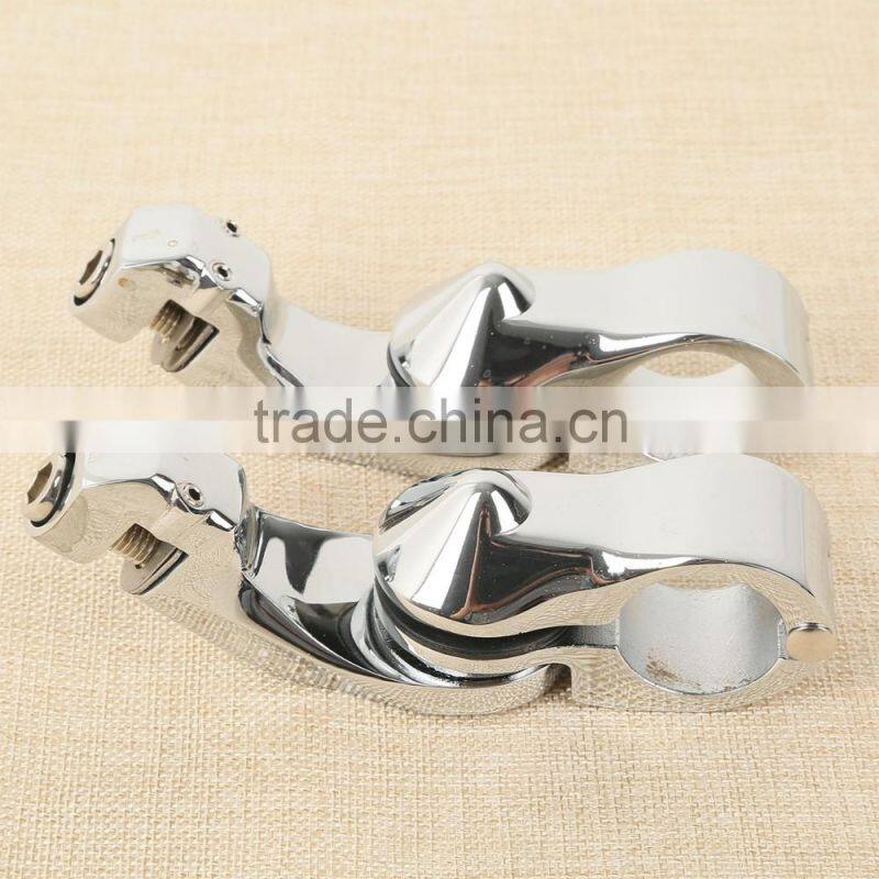 Universal 32mm 1.25" Chrome Short Angled Adjustable Highway Peg Mount Kit