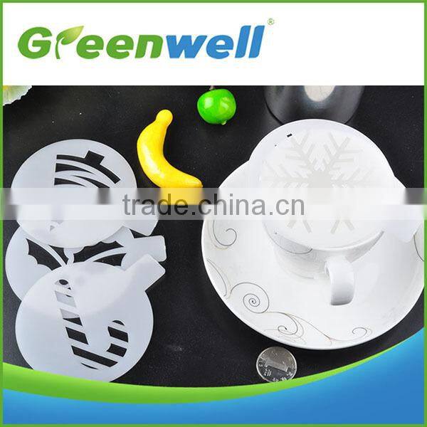 With food grade certification Cappuccino art plastic coffee stencils set