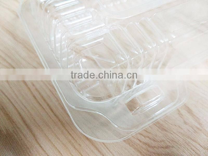 OPS clear lock-hinged cheese cake box container rectangular