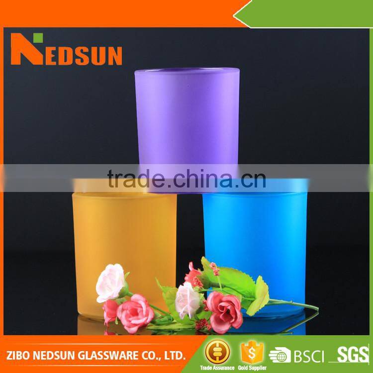 Latest hot selling Exporting carton Manufacturer colored candle jars glass