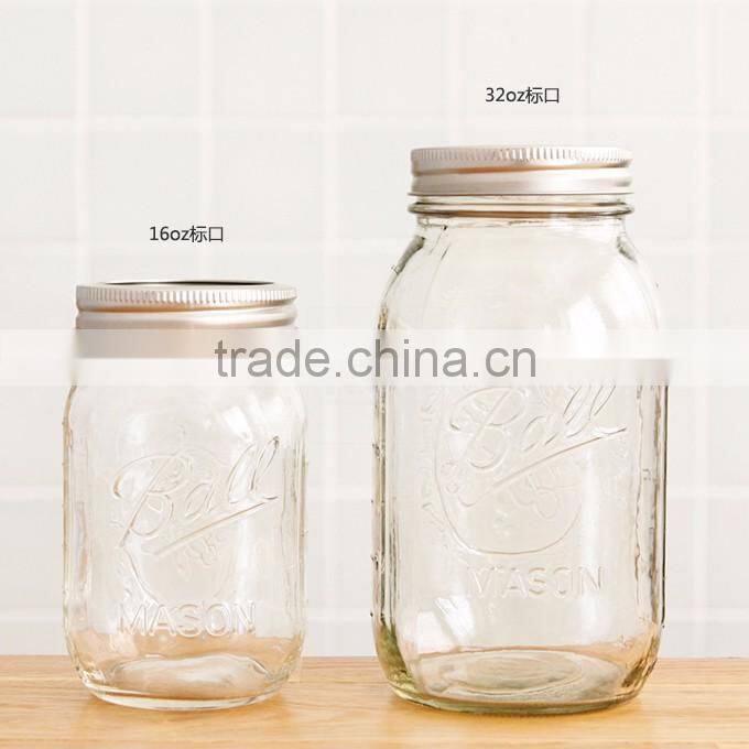 16/8/32 oz BALL! mason jars/mason glass jar/embossed glass jar with regular wide mouth