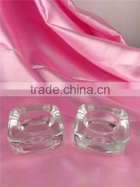 Wholesale Square Clear Glass Candle Holder, Square Glass Candlestick