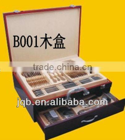 84pcs flatware sets with leather box packing royal style and high quality