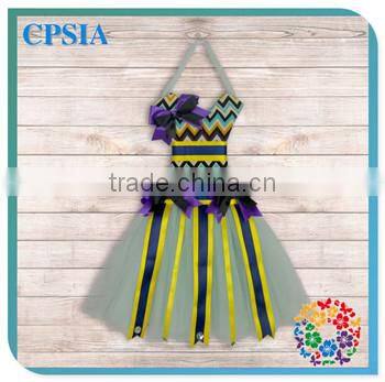 Grey Chevron Striped Rhinestone ribbon bow holder Pink Tulle Pettiskirt Beautiful Party Tutus dresses Decoration for Boutique