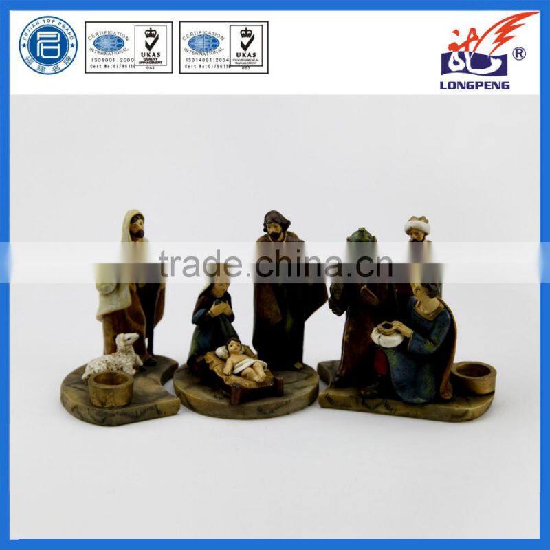 Resin Religious Craft Family Figurine nativity Set on Base Christmas Decoration