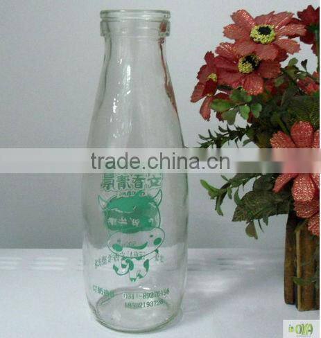 Transparent glass baby milk bottles