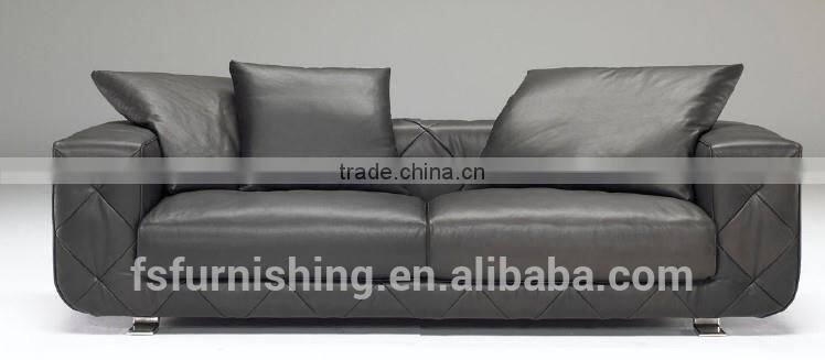 JR8014 100% top grain cow grey leather sofa low back fashionable contemporary couch