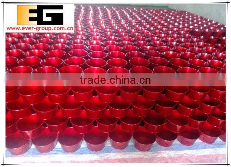 Zinc Oval Christmas Red Powder Coated Metal Flower Pot