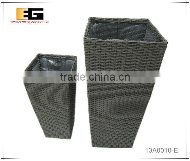 Square PE/Plastic rattan with liner deco planter