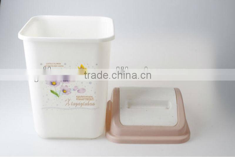 Square Shape Creative Design Flip Type Plastic Dustbin