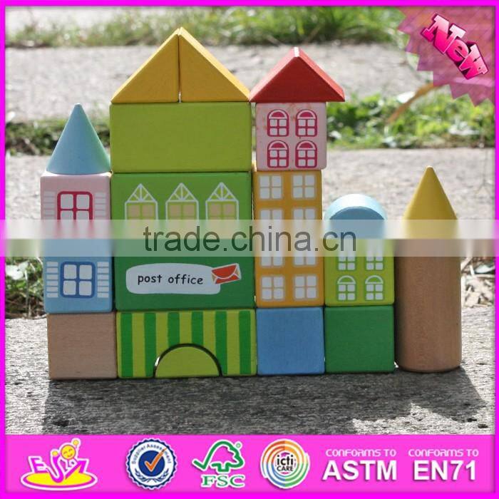 2017 new design 20 pieces model buildings kids wooden toy blocks W13A121