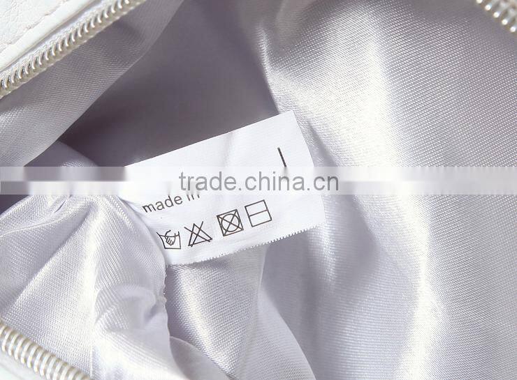 Elegant PU women handbags cosmetic purse white leather toiletry pouch with two large compartment