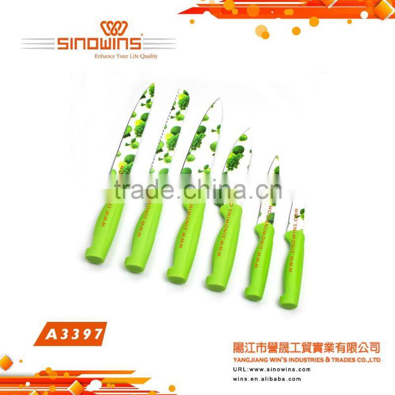 A3397-C New Design 5pcs Non-stick Coating Stainless Steel Kitchen Knife Set