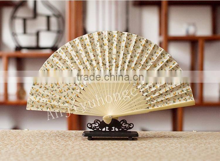 High quality and cheap bamboo fabric hand fans for wedding or festival gift