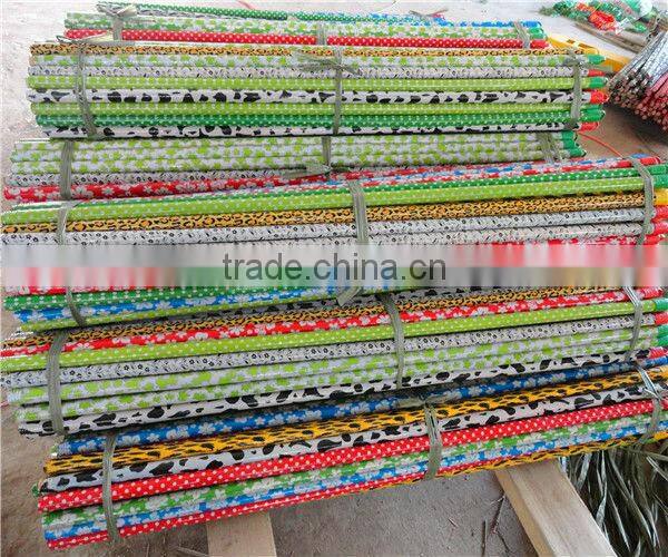 Cute flower PVC coated wooden broom handle
