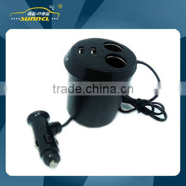 12V 5A , 2 Plug and 2 USB Cigarette Socket Adapter with CE Certification for iPhone , Tablet , Samsung