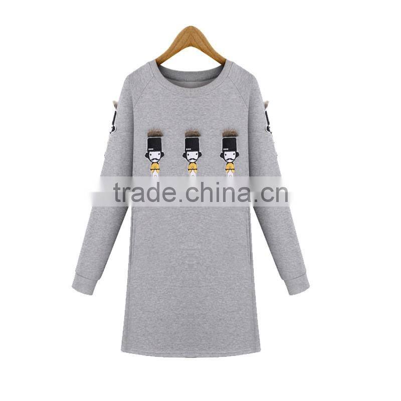 Comfort fashion dresses 2016 women wholesale clothing Plain fleece lining Dress For Women