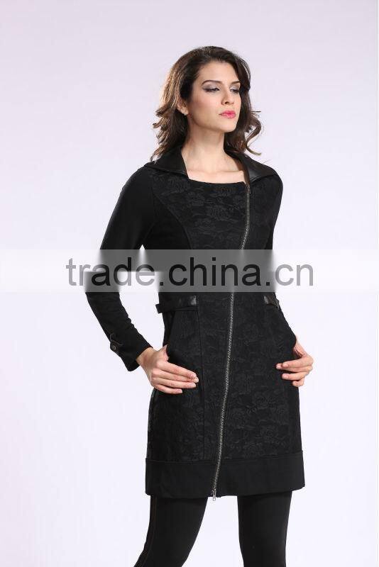 2014 New Fashion Ladies' Long Coat Asymmetrical Zipper Design Women Winter Overcoat