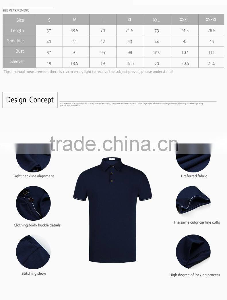 SZXX New Custom Slim Fit Pure Blue Cotton Men Blouse Polo Shirt