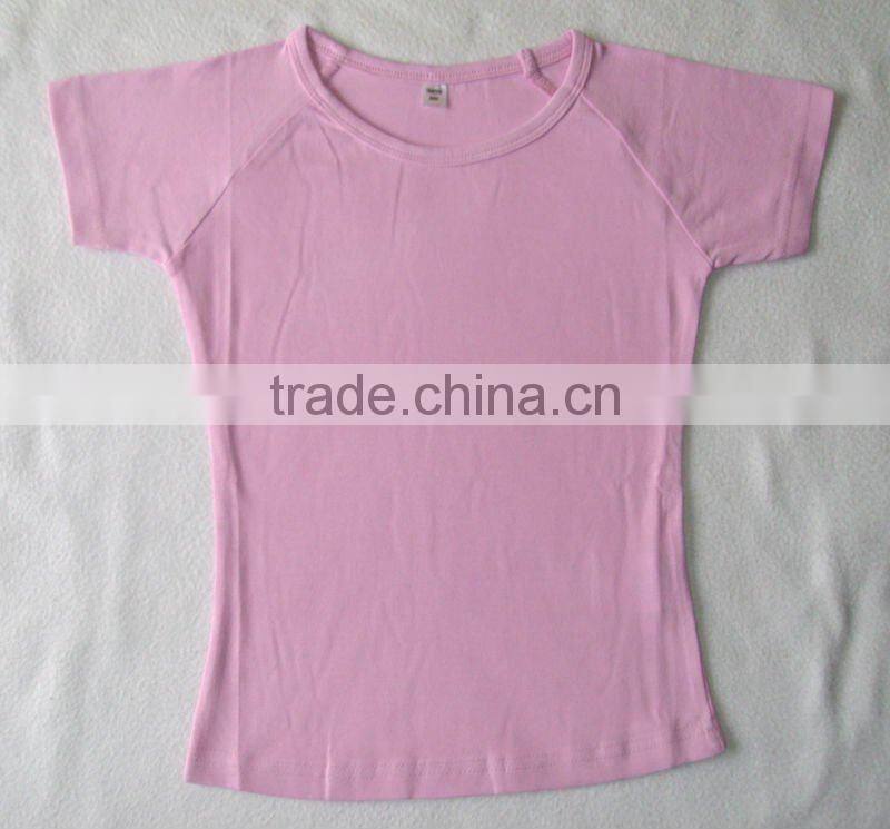 girls raglan sleeve blank t-shirts, 95%cotton 5%spandex girl's blank t-shirt