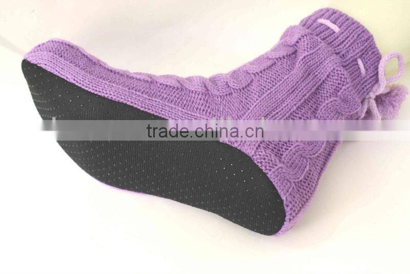 Waterproof slipper socks with leather sole