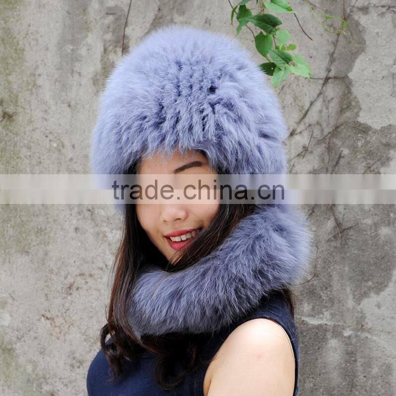 CX-C-01E High Quality New Real Fox Fur Hat and Scarf Set