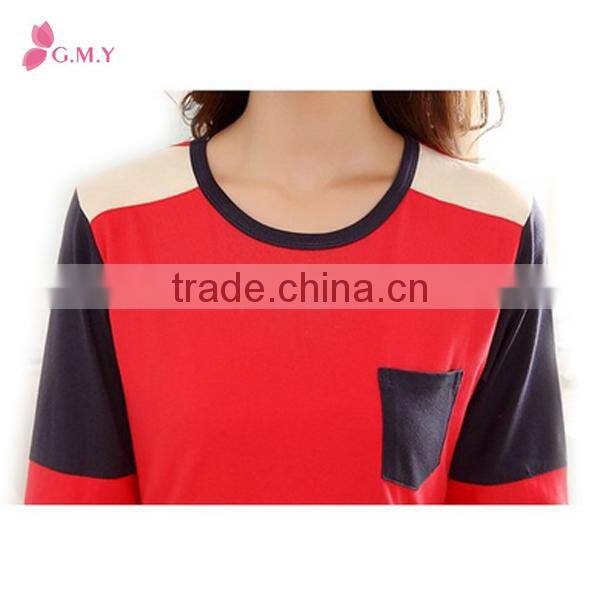 Lovers Long Sleeve 100% Cotton Color Block Pajamas Lingerie ,couples pajamas