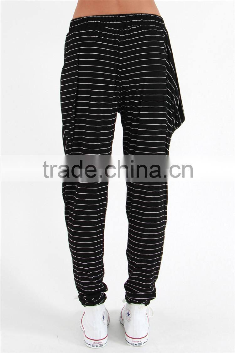 Striped stylish women joggers long harem pants casual loose pants