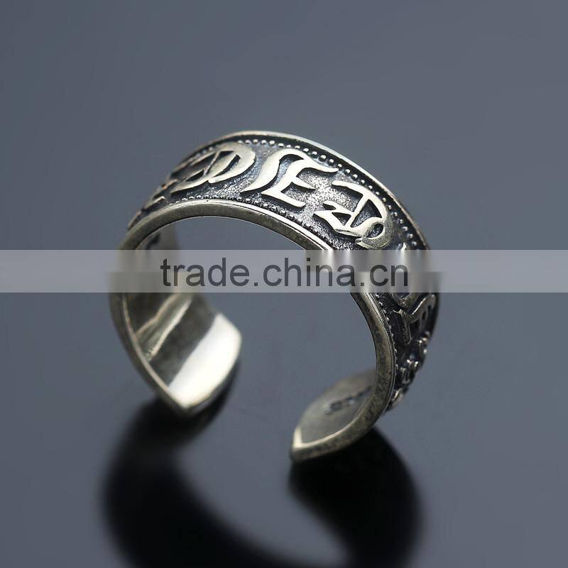 Fashion cool retro punk JEWELRY open ring sterling silver for men wholesale