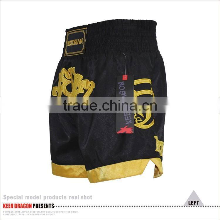 Mens Professional Embroidered Satin Muay Thai Grappling Shorts