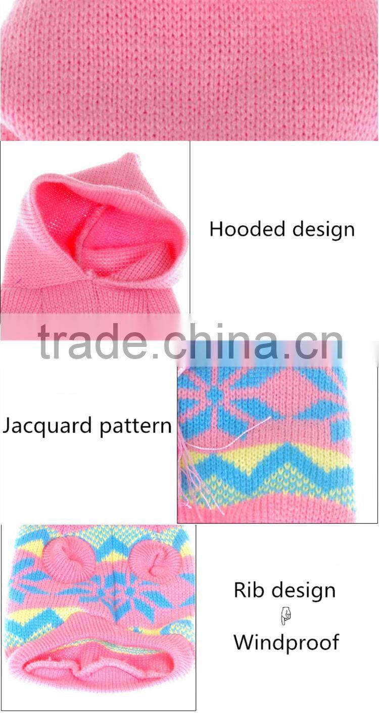Custom Pink Pet Crochet Clothes Hoodie Apparel Hand Knit Dog Sweaters