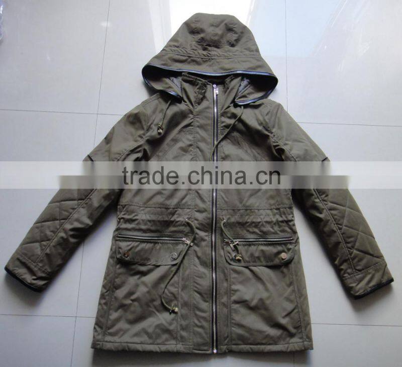 Women Green Colour Fashion Padded Hoody Parka