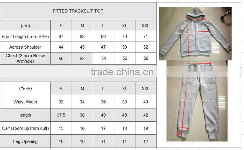 custom slim fit tracksuit plain cotton tracksuit