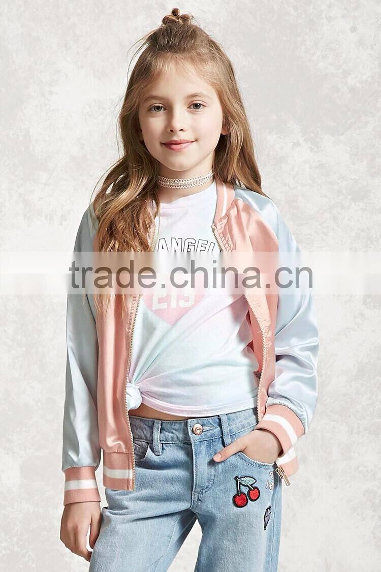 2017 new design high quality school uniform pink blank varsity jacket