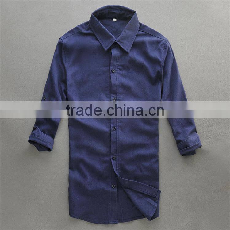 2015 High Quality 100% Cotton custom design contrast color men slim fit women dress open shirt