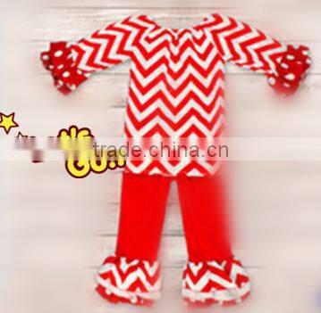 2015 Fashion baby winter fall chevron pajamas outfits girl clothing set gigle moon remake sets