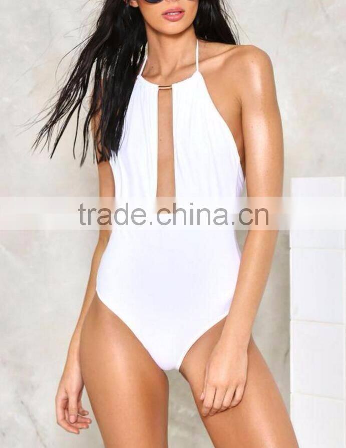 Girls one piece open crotch bulk swimwear